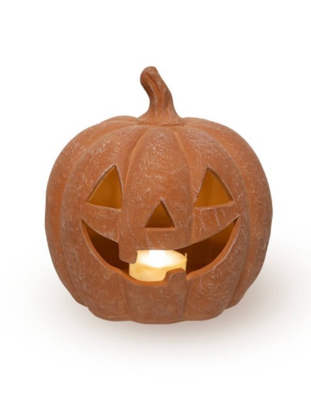 New! Terracotta Light-Up Orange Pumpkin Jack O'lantern - Bullseye's Playground